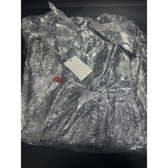 Mac Duggal NEW One Shoulder Bow Tea Midi Dress Silver Size 2 Style#67906‎ - Picture 4 of 8